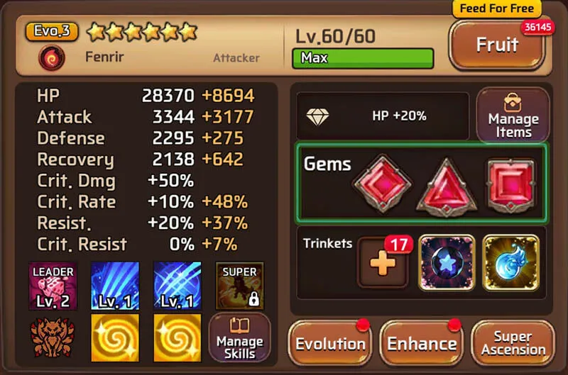 MSL Fire Wildfang Stats