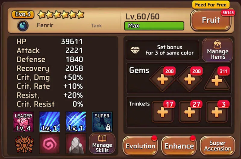 MSL Water Wildfang Stats