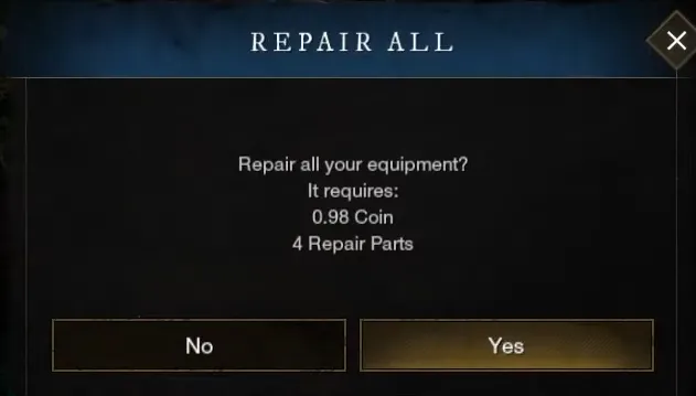 New World Repair All Confirmation