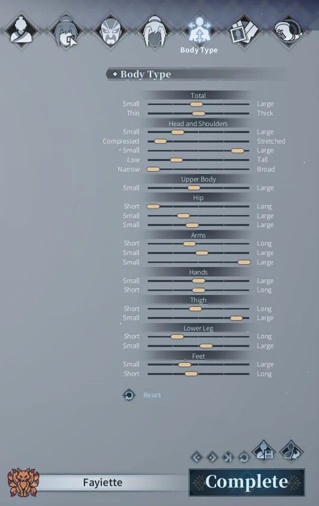 SOLO Char Customization Body Type