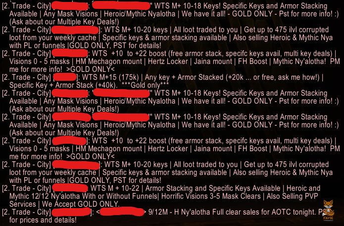 Example of Trade chat ad Spam